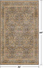 Vintage Floral Brown 3x5 Area Rugs for Entryway, Kitchen, Bathroom, Bedroom Beside Rug, Laundry Room, Non-Slip Low Pile Ultra Soft Stain Resistant Small Gold and Taupe Carpet