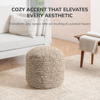 Anji Mountain Pouf Ottoman Foot Rest, Handmade Ottoman Pouf, Comfortable Foot Stool, Decorative Floor Seating for Living Room Decor, Bedroom & Home Décor Accent - Artisan Curl