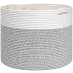 Goodpick Blanket Basket, 15.8"x15.8"x13.8" Woven Rope Basket for Blankets, Kids Toy Storage Organizer Bins, Toy Storage for Nursery, Light & Grey