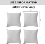 Home Brilliant Gray Pillow Covers Decor Burlap Lined Linen Throw Pillow Cases Cushion Covers for Sofa, Light Grey, Set of 4, 18 inch