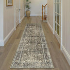 Brown Runner Rug 3x7 Vintage Area Carpet Hallway Long Indoor Kitchen Washable Living Room Low Pile Traditional Distressed Retro Accent Throw Rug Non Slip Laundry Bathroom Office Dining Room
