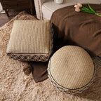 SUTAVIA Pouf Cover Ottoman Unstuffed Pouf Seat Footrest Decorative Storage Bean Bag Floor Chair for Home Decor Living Room Bedroom (Linen Decor, Square, 20" D x 20" W x 8" H)