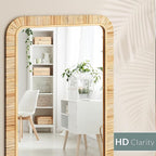 Barnyard Designs Rattan Bathroom Mirror – Rustic Farmhouse Style Handmade Wicker Rattan Frame - Boho Mirror for Nursery Wall Décor (24" x 36", Rectangular)