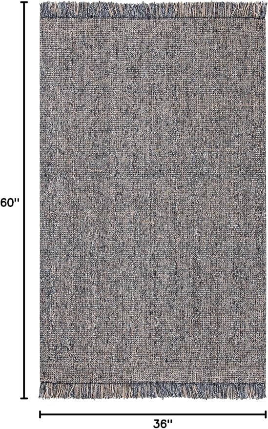 SAFAVIEH Natural Fiber Collection Accent Rug - 3' x 5', Charcoal & Natural, Handmade Woven Fringe Jute, Ideal for High Traffic Areas in Entryway, Living Room, Bedroom (NF826H)