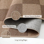 Lahome Colette Checkered Easy Jute Living Room Rugs, 5x7 Large Dining Room Office Carpet Farmhouse Washable Area Rug, Checkerboard Neutral Non Slip Indoor Outdoor Carpet for Bedroom Entry Patio