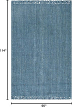 Nuloom Daniela Blue, 7'6" x 9'6", Handmade, Jute, Tassel, Soft and Textured, High Traffic, Stain Resistant, Easy Clean, Durable Area Rug for Bedroom, Living Room, Dining Space, Foyer, Entryway