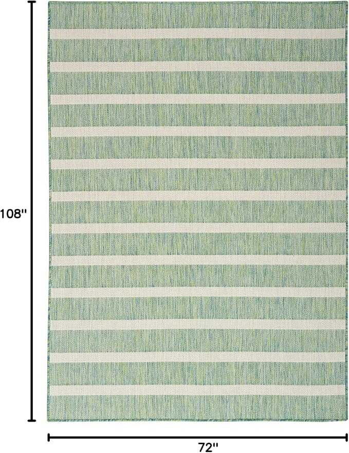 Nourison Home Positano Blue Green Ivory 6' x 9' Area Rug - Easy Clean, Non Shedding, Bed Room, Living Room, Dining Room, Kitchen (6' x 9')
