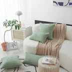 Home Brilliant Sage Green Throw Pillow Covers Couch Spring Pillow Covers Set of 2 Super Soft Striped Corduroy Pillowcases for Chair Couch Decor, 55cm, 22 x 22 Inch, Iceburg Green