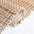 SAFAVIEH Natural Fiber Collection 7' Round Ivory/Natural NFB654A Handmade Boho Farmhouse Rustic Jute & Cotton Jute Area Rug