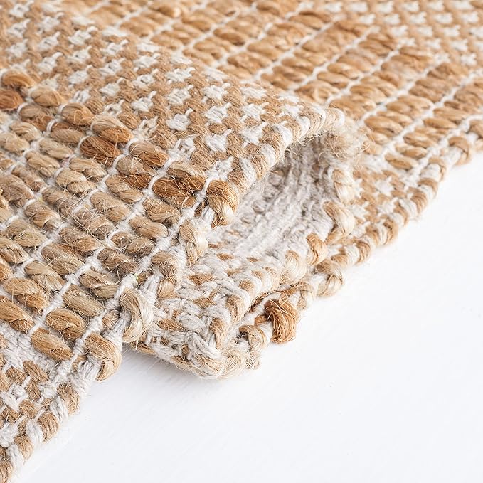 SAFAVIEH Natural Fiber Collection Accent Rug - 3' x 5', Ivory & Natural, Handmade Boho Farmhouse Rustic Jute & Cotton Jute, Ideal for High Traffic Areas in Entryway, Living Room, Bedroom (NFB654A)