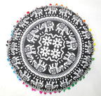 CRAFT KALA 22" Bohemian Floor Pillow Pouf Cover Mandala Boho Large Round Meditation Room Pillow Covers for Adults Seating Poufs Cushion Cover for Kids Playroom Black and White Elephant
