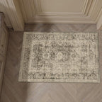 2x3 Washable Area Rug for Entryway Brown Vintage Non-Slip Low Pile Distressed Rustic Carpet Door Mat Soft Small Throw Rug for Indoor Entrance Bathroom
