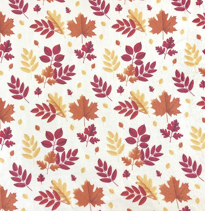 Fall Throw Blanket: Colorful Autumn Leaves, Burgundy Red Burnt Orange Yellow Print on Soft Fleece for Sofa Bed Couch Chair or Dorm