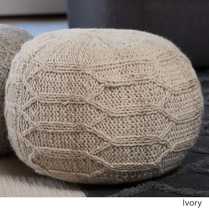 Christopher Knight Home Malibu Fabric Pouf, Ivory