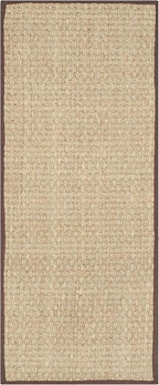 SAFAVIEH Natural Fiber Collection Runner Rug - 2'6" x 10', Natural & Dark Brown, Seagrass, Basketweave Pattern with Border (NF114K)