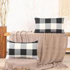 CARRIE HOME Black and White Lumbar Plaid Pillow Covers 12x20 Set of 2 Black Buffalo Check Pillow Covers 12 x 20 Outdoor Farmhouse Lumbar Throw Pillows for Couch, Sofa and Patio