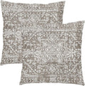 Taupe Gray Ethnic Boho Throw Pillow Covers 16x16 Inch Decorative Square Bohemian Carpet Pattern Vintage Pillow Cases Grey Floral Cushion Covers Farmhouse Home Decor For Sofa Couch Outdoor Set of 2