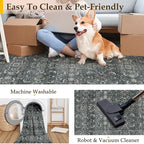 HUGEAR Area Rug 5x7 Vintage Black Machine Washable Living Room Rugs Distressed Retro Floral Vacuumable Low Pile Carpet Bedroom Office Dining Room Laundry Room Non Slip Soft Lightweight
