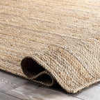 nuLOOM 6 Round Rigo Jute Hand Woven Area Rug, Natural, Solid Farmhouse Design, Natural Fiber, For Bedroom, Living Room, Dining Room, Hallway, Office, Kitchen, Entryway