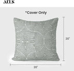 AELS Boho Decorative Textured Throw Pillow Covers 20x20, Organic Modern Mid Century Rainbow Tufted Pillow Case, Farmhouse Rustic Geometric Woven Cushion Case for Bed Couch Sofa, Slate Pale Blue Gray