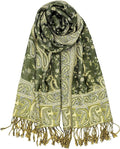 Achillea Reversible Paisley Pashmina Rave Scarf – Exotic Indian Shawls and Wraps for Evening Dresses, Festivals, All Seasons
