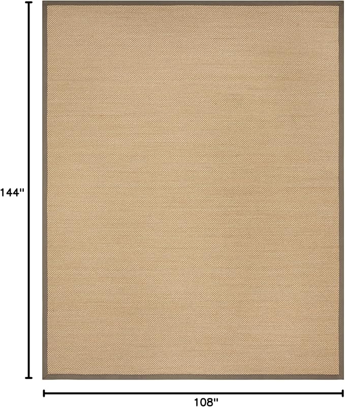SAFAVIEH Area Rug 9x12 - Natural Fiber Collection - Large - Maize & Grey, Sisal, Woven Design with Border (NF141G)