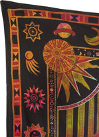 Popular Handicrafts Wall Hanging Tapestry For Bedroom Burning Sun and Moon Hippie Meditation Bohemian Hippy Psychedelic Design Indian Tapestries Bedspread 84 x 90 Inches (215cm x 230cm) Multicolor