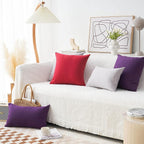 Home Brilliant Pillow Cases 18x18 Decoration Linen Burlap Cushion Cover for Living Room, Purple, 45cm