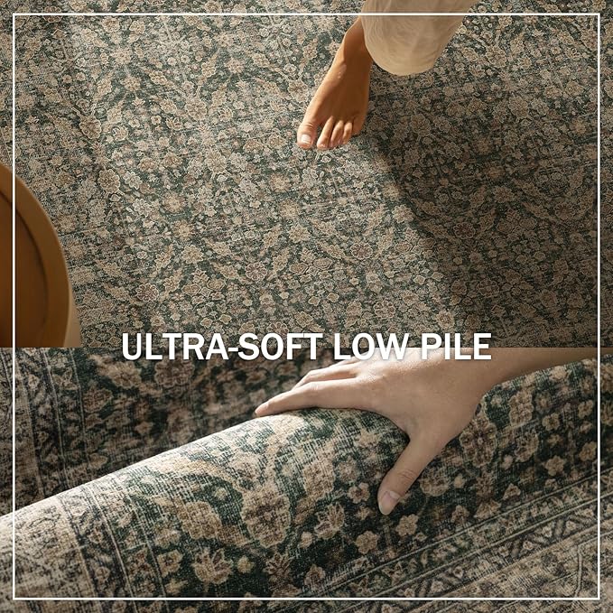 Machine Washable Rugs for Living Room: 5x7 Area Rugs Boho Vintage Rugs Stain Resistant Non Slip Low Pile Soft Lightweight Carpet for Bedroom Kitchen Dining Room Nursery Kids Room Farmhouse