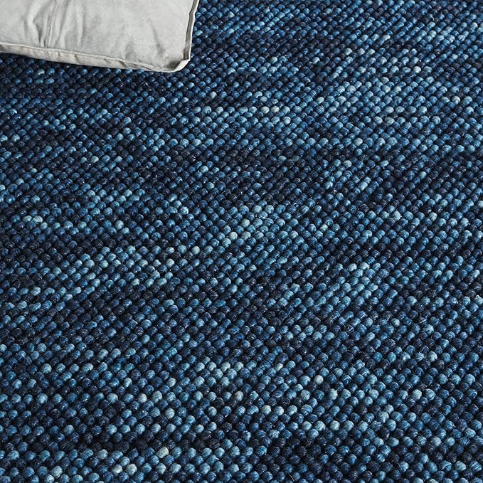 SAFAVIEH Area Rug 9x12 - Natura Collection - Large - Navy & Blue, Handmade Wool Blend, Textured Design, Ideal for Living Room, Bedroom, Dining Space (NAT425N)