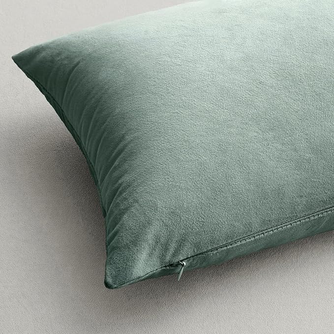 MIULEE Velvet Throw Pillow Covers 18x18 Inch, Pack of 2 - Blue Grey, Soft Solid Decorative Pillow Covers Cushion Cases Modern Luxury Home Decor for Spring Couch Sofa Bedroom Livingroom