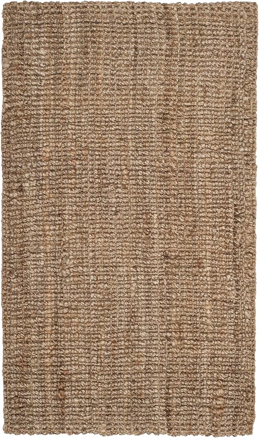 SAFAVIEH Natural Fiber Collection Area Rug - 2'6" x 4', Natural & Grey, Handmade Jute, Farmhouse Style, Chunky Textured Thick Pile (NF447M)