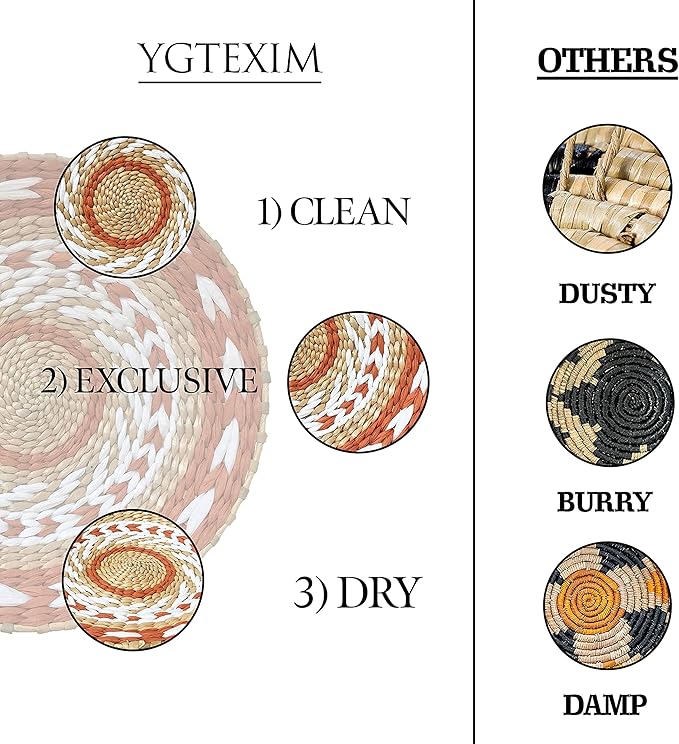 Woven Wall Basket Decor -Woven Bowls Trays Hanging Baskets Indoor Bowls For Home Wall Art.Rustic Durable Structured Boho Decorations. Different Combined Solo Gift Products