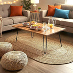 Premium Handwoven Jute Oval Rug 3x5 - Braided Boho Non Slip Half Circle Rug for Entryway, Dining, Bedroom, Kitchen & Office - Natural Farmhouse Decor