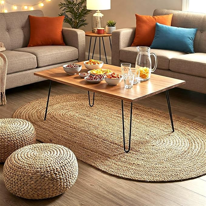 Premium Handwoven Jute Oval Rug 3x5 - Braided Boho Non Slip Half Circle Rug for Entryway, Dining, Bedroom, Kitchen & Office - Natural Farmhouse Decor