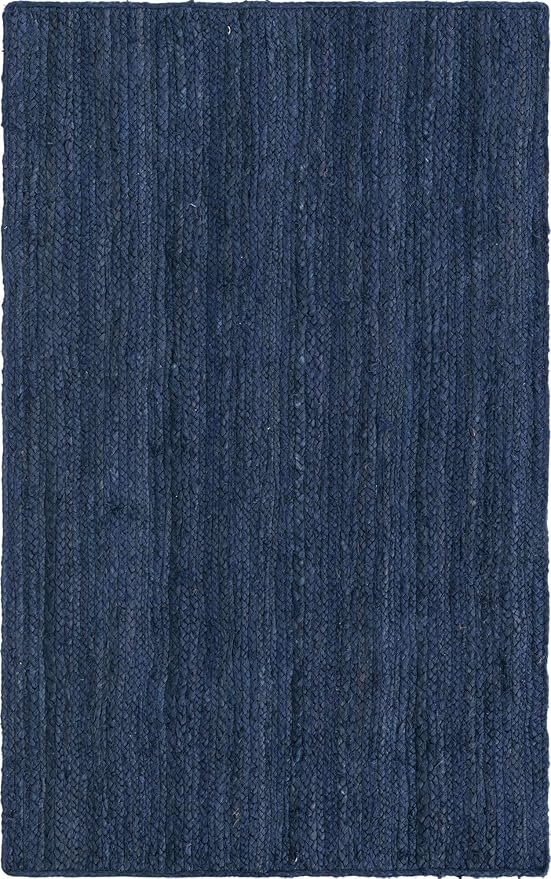Unique Loom Braided Jute Collection Area Rug - Dhaka (3' 3" x 5' 3" Rectangle, Navy Blue)