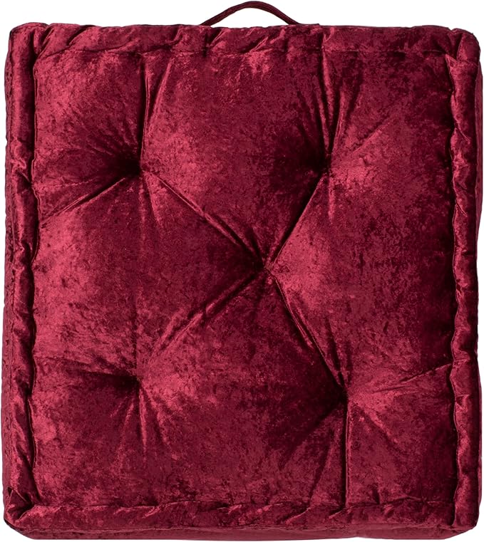 SAFAVIEH Home Collection Belia Burgundy 18-inch Square Floor Pillow with Insert