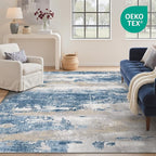 GENIMO No Crease Non Slip 6x9 Area Rugs for Living Room, Craft Woven Modern Rug, Soft Floor Carpet, Single-Piece Rugs for Bedroom, Dining Room, Office, Blue