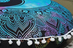 Round Mandala Floor Pillow Cover Seating Cushion Throw Cover Hippie Decorative Bohemian Ottoman Pouf Cover, Pom Pom Pillow Cases,Boho Indian 22 Inches (Multi Color Yin yang)
