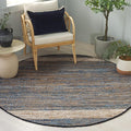 SAFAVIEH Cape Cod Collection Area Rug - 6' Round, Light Blue, Handmade Denim & Jute, Ideal for Living Room, Bedroom, Home Office, Dining Space (CAP153L-6R)