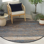 SAFAVIEH Cape Cod Collection Area Rug - 6' Round, Light Blue, Handmade Denim & Jute, Ideal for Living Room, Bedroom, Home Office, Dining Space (CAP153L-6R)
