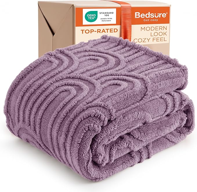 Bedsure GentleSoft Twin Blanket for Bed - Cozy Soft Blankets for Women, Cute Small Fleece Throws for Girls, Graduation Decorations Gift for Her Him School Dorm, Purple, 60x80 Inches
