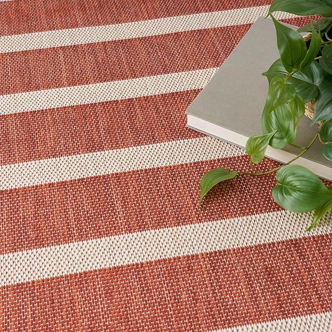 Nourison Home Positano Terracotta Ivory 9' x 12' Area Rug - Easy Clean, Non Shedding, Bed Room, Living Room, Dining Room, Kitchen (9' x 12')