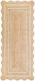 Wave Scalloped Natural Jute Runner, Off White (2'6"x6'): Boho Farmhouse Entryway Scallop Rug