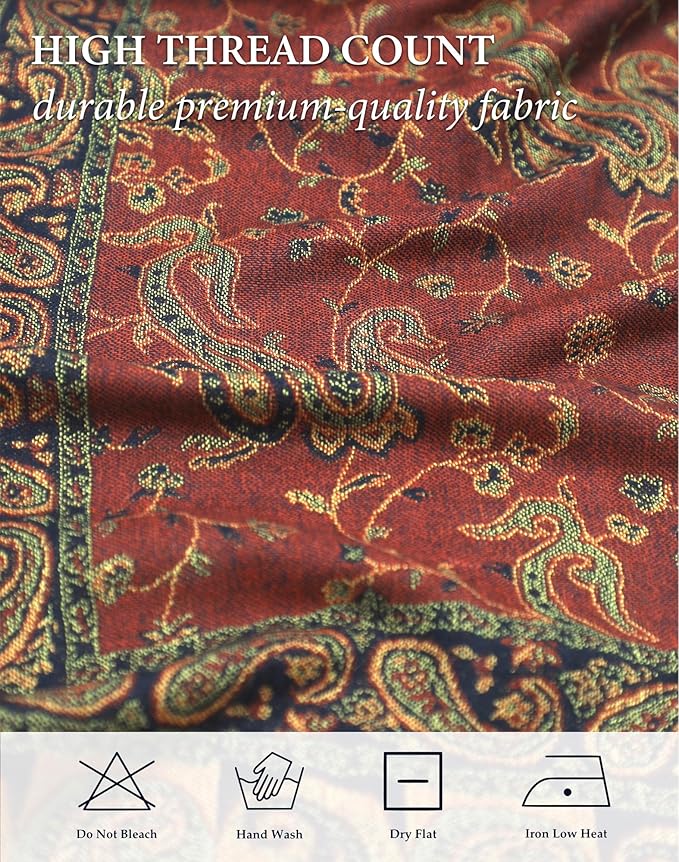 Achillea Reversible Paisley Pashmina Rave Scarf – Exotic Indian Shawls and Wraps for Evening Dresses, Festivals, All Seasons