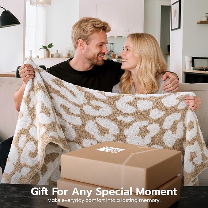Joiedomi Throw Blanket for Couch Bed Sofa, Knitted Beige Blankets Gifts for Women Mom Girls, Cozy Cute Soft Throw Home Room Decor Aesthetic for Women Mothers Birthday Gifts 50x60 Inches