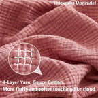 Simple&Opulence Cotton Muslin Throw Blanket 4 Layers for Bed, Couch, Woven Gauze Blanket with Tassels, Soft Lightweight Cozy Pre-Washed Breathable Farmhouse Decoration for All-Season(Dusty Pink)