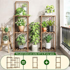 EnHomee Plant Stand, 8 Tiers Indoor Plant Stand for Multiple Plants Pot, Wood Plants Shelves for Living Room, Patio, Balcony, Yard, Garden, 34.3" W x 11.8" D x 47.2" H