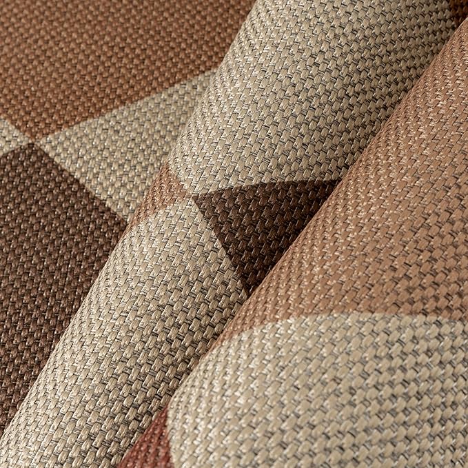 6x9 Checkered Easy Jute Area Rug for Living Room Large Checkerboard Washable Indoor Outdoor Carpet Farmhouse Patio Office Mat Geometric Non Slip Brown-Beige Carpet for Backyard Dining Room