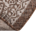 Rugs.com Outdoor Aztec Collection Rug – 13 Ft Round Brown Flatweave-Pile Rug Perfect for Kitchens, Dining Rooms